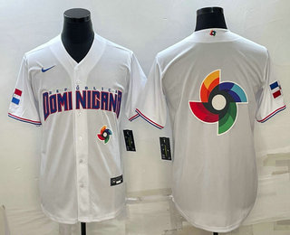 Men's Dominican Republic Baseball 2023 White World Baseball Big Logo With Patch Classic Stitched Jersey,We sell and wholesale Men's Dominican Republic Baseball 2023 White World Baseball Big Logo With Patch Classic Stitched Jersey on line form chian!